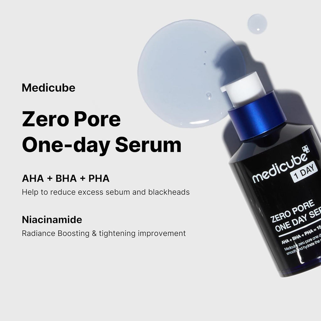 medicube Medicube Zero Pore One-day Serum 1.01 fl.oz - Overnight Resurfacing Serum with Pore Tightening Complex - 15.2% AHA+BHA+PHA & 2% Niacinamide - 10.8% reduction in pore appearance after one