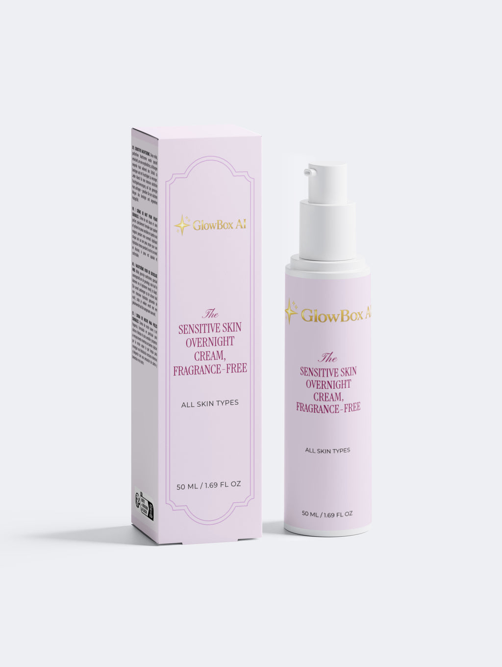 GlowBox AI™ Sensitive Skin Overnight Cream, Fragrance-Free.